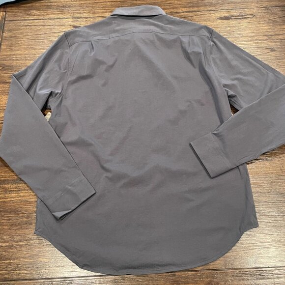 NWT Dstrct & Row Men's Sz L Stretch Dress Shirt Gunmetal Gray LS Button Down - Picture 3 of 7